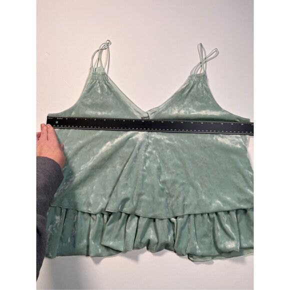 Aerie Layered Double Strap Crushed Velvet Subtle Crop Tank Mint Green Size Large - Picture 8 of 9